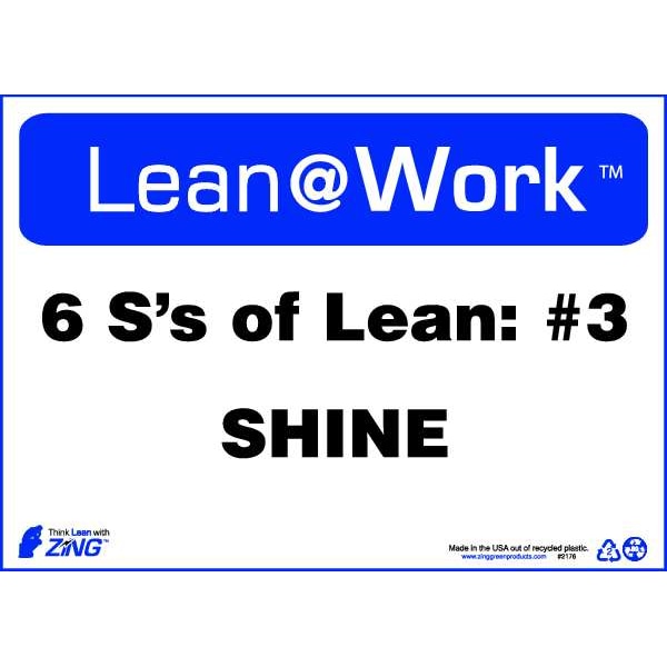 Zing Lean Processes Sign, 10" Height, 14" Width, Plastic, Rectangle, English 2176