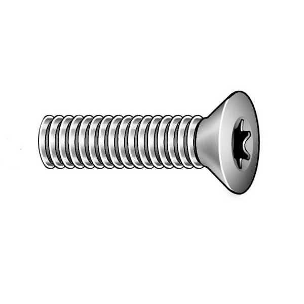 Tamper-Pruf Screw #4-40 x 5/8 in Torx Flat Machine Screw, Zinc Plated Steel, 100 PK 400490