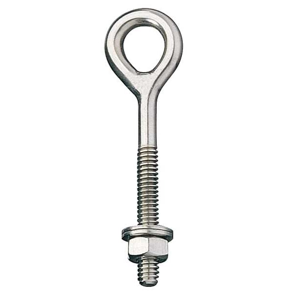 Zoro Select Routing Eye Bolt Without Shoulder, 1/4