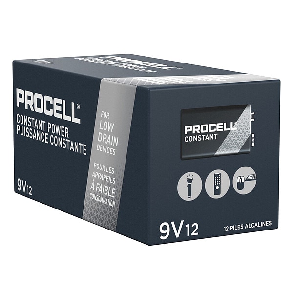 Duracell Procell Constant 9V Alkaline Battery, 12 Pack