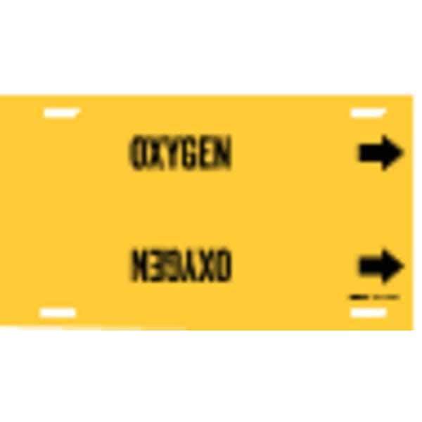 Brady Pipe Marker, Oxygen, Yellow, 8 to 9-7/8 In 4105-G