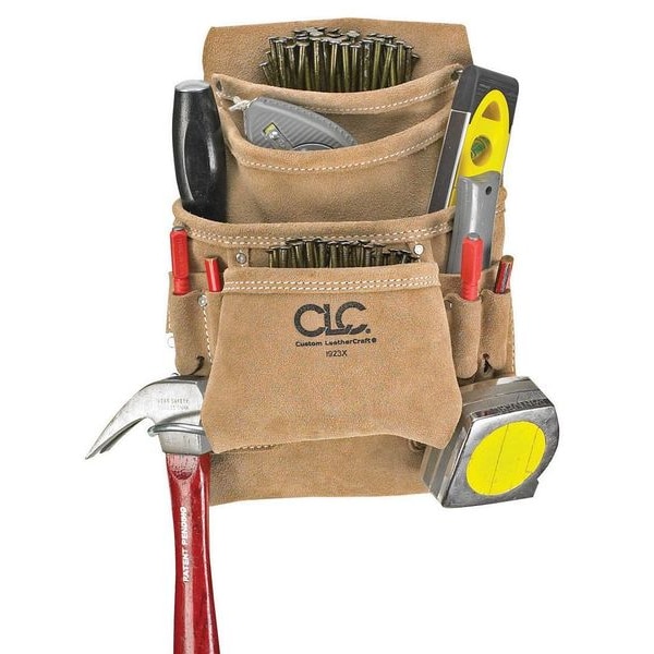Clc Work Gear Tool Pouch, Tool Pouch, Tan, Leather, 10 Pockets