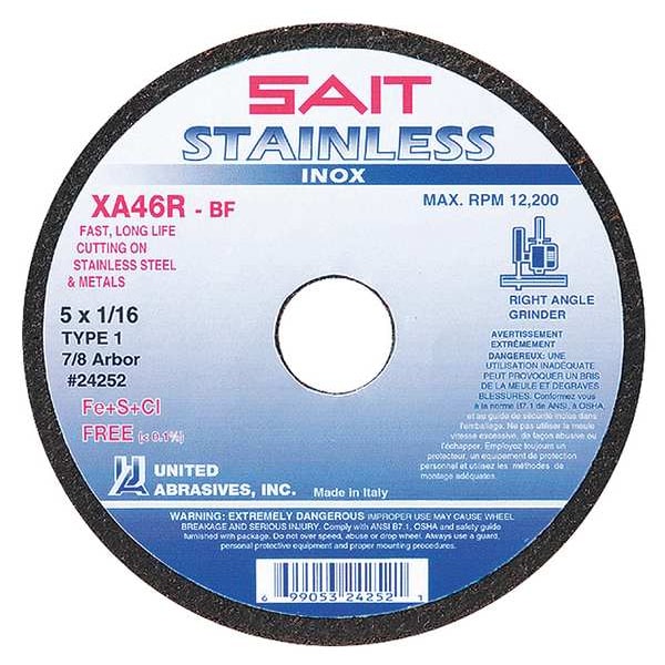 United Abrasives/Sait Abrasive Cut-Off Wheel, Type 1, 7 in Dia