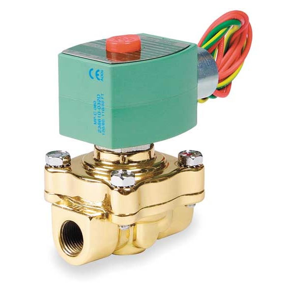 Redhat 120V AC Brass Steam Solenoid Valve, Normally Closed, 3/4 in Pipe Size 8222G003