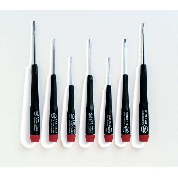 Wiha Precision Screwdriver Set, Phillips/Slotted Tip, 1/16 in, 1/8