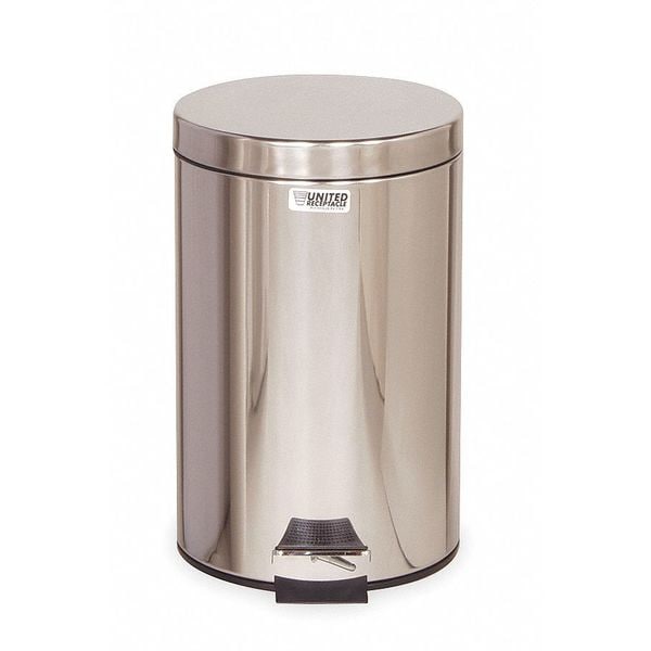 Rubbermaid Commercial 3-1/2 gal. Round Medical Receptacle, Silver, Step-On, Stainless Steel FGMST35SSPL