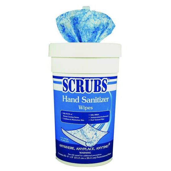 Scrubs 90985 7.34 Hand Sanitizing Wipes, 6 x 8", 85 Wipes