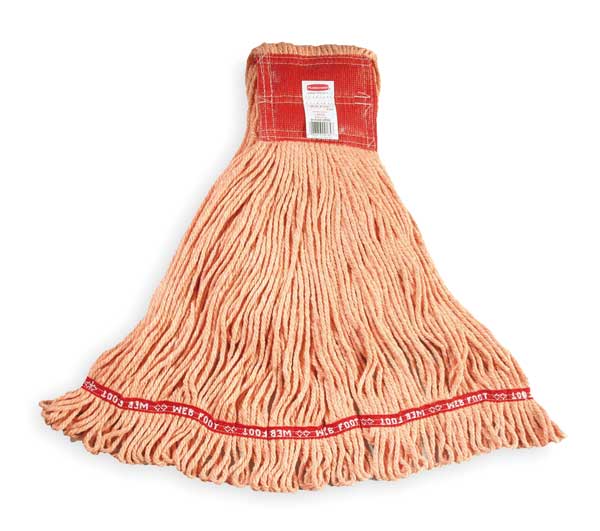 Rubbermaid Commercial 5 in String Wet Mop, 22 oz Dry Wt, Side Gate Connection, Looped-End, Orange, Cotton/Synthetic FGA25206OR00