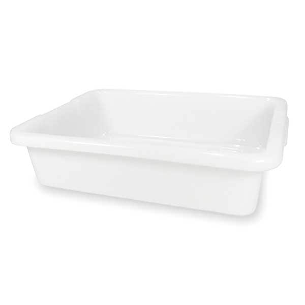 Rubbermaid Commercial Nesting Container, White, Polyethylene, 20 in L, 15 in W, 5 in H, 4.63 gal Volume Capacity FG334900WHT