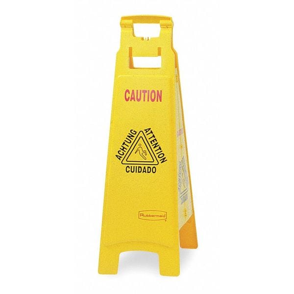 Rubbermaid 2-sided Caution Wet Floor Multilingual Safety Sign Wooden With Brass Plate - Hunt - View #13