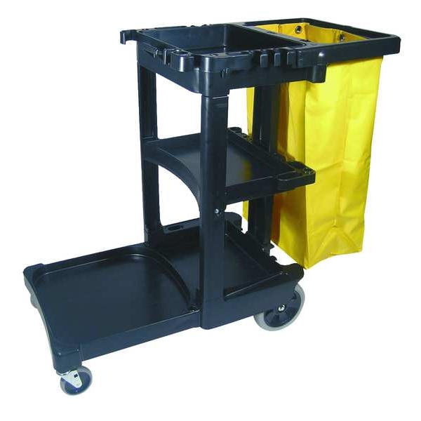 Rubbermaid 32 Gal Janitor Cleaning Cart With Zippered Yellow Bag