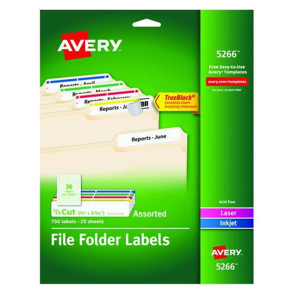 Avery Avery® File Folder Labels in Assorted Colors for Laser and Inkjet