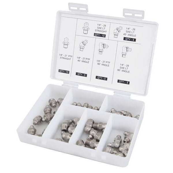 Westward SS Grease Fitting Assortment, SAE 5NUF1