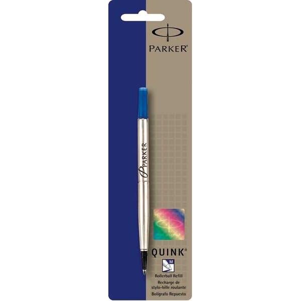 Parker Pen Refill, Rollerball, Blue, Medium 3022531 Zoro