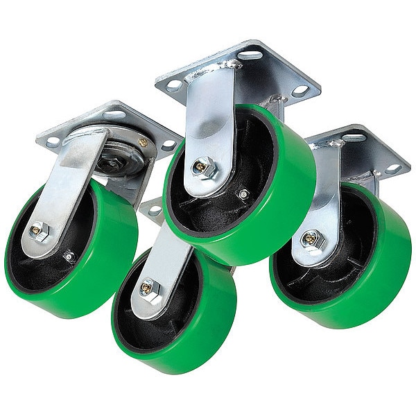 Zoro Select Plate Caster Kit, Poly, 8 in., 4800 lb., PK4 5PKJ3 Zoro