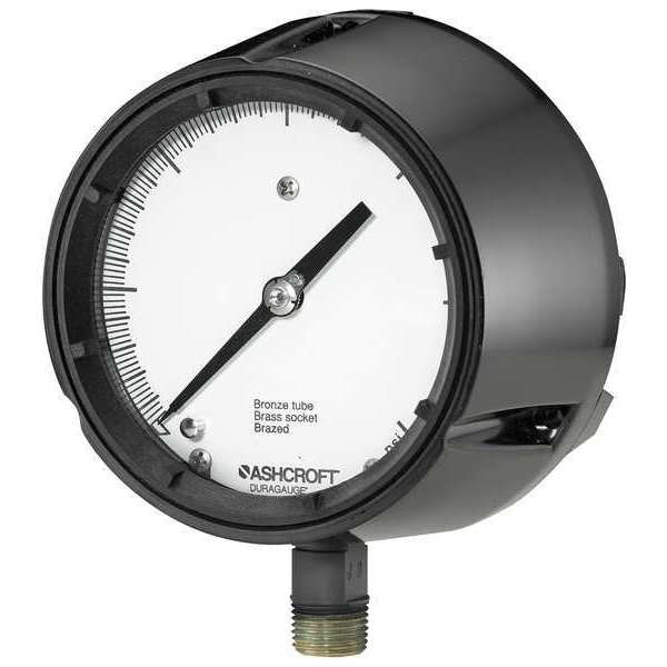 Ashcroft Compound Gauge, 30 to 0 to 30 in Hg/psi, 1/2 in MNPT, Plastic