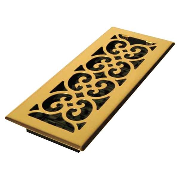 Decor Grates Floor Register, 5.5 X 13.5, Bright Brass, Brass SPH412