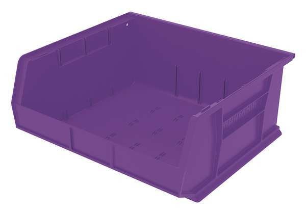 Akro-Mils Hang & Stack Storage Bin, Purple, Plastic, 14 3/4 in L x 16 1/2 in W x 7 in H, 75 lb Load Capacity 30250PURPL