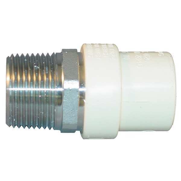 Zoro Select CPVC Transition Male Adapter, Schedule SDR-11, 1" Pipe Size, MNPT x CTS Hub 4136-010SS