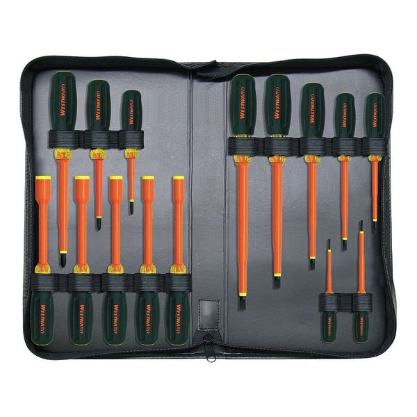 Westward Insulated Screwdriver Set, 15 pc. 5UFT6