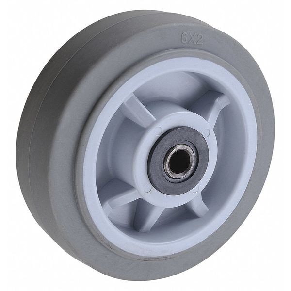 Zoro Select Caster Wheel, TPR, 6 in., 600 lb., Gray, Standards ICWM