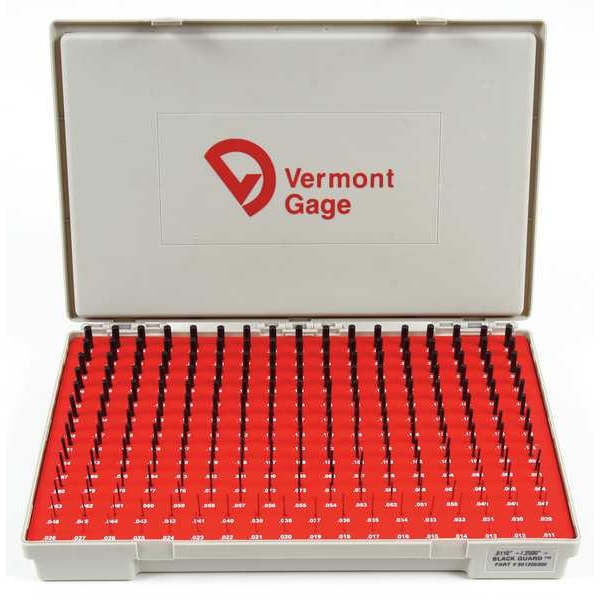 Vermont Gage Pin Gage Set, Minus, 0.0110.250 In, Black 901200300 Zoro