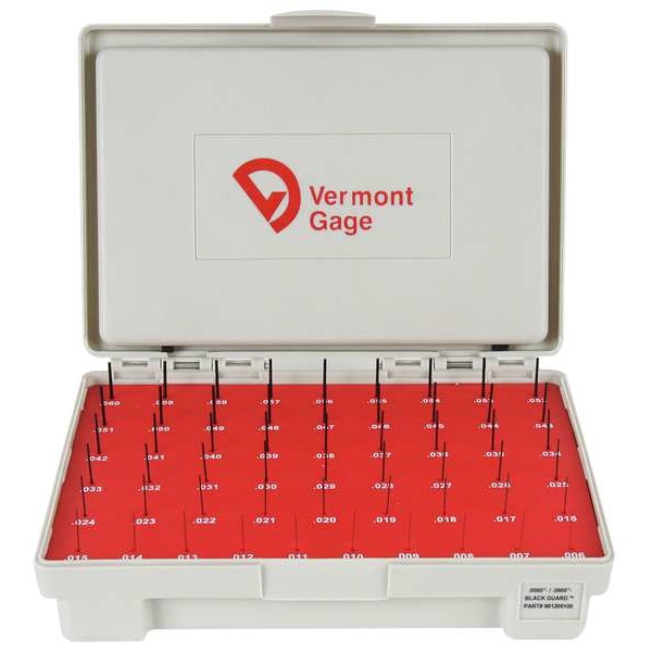 Vermont Gage Pin Gage Set, Minus, 0.0060.060 In, Black 901200100 Zoro