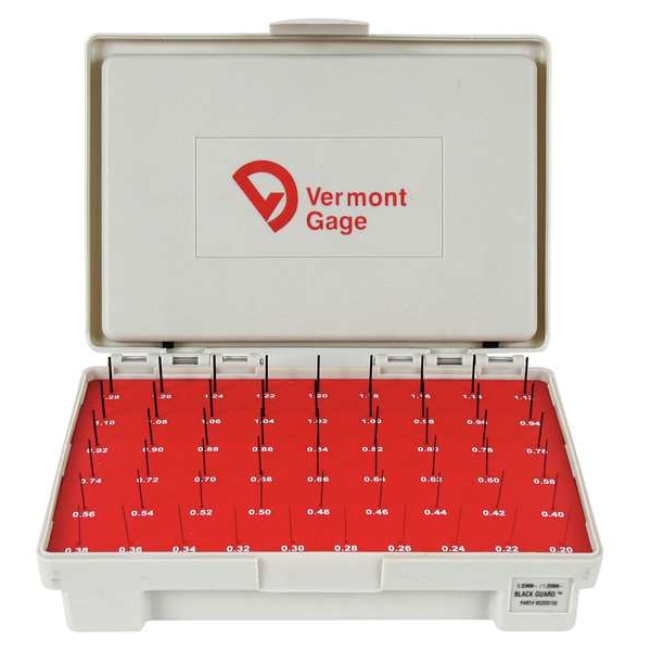Vermont Gage Pin Gage Set, Minus, 0.201.28mm, Black 902200100 Zoro