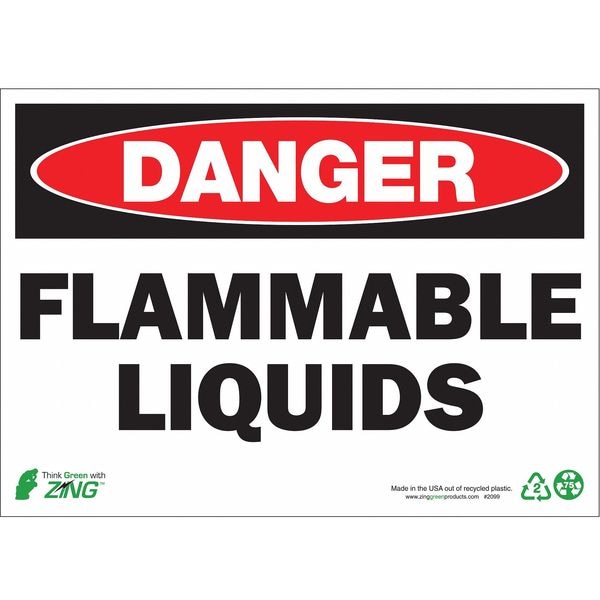 Zing Danger Sign, 7 in Height, 10 in Width, Aluminum, Vertical Rectangle, English 1099A
