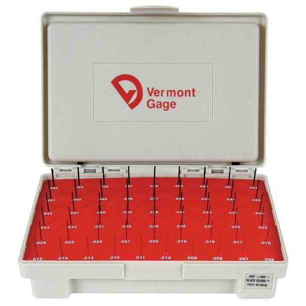 Vermont Gage Pin Gage Set, Plus, 0.0060.060 In, Black 901100100 Zoro