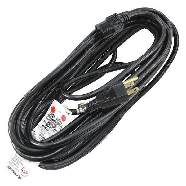 Zoro Select Power Cord, 5-15P, SJT, 25 ft., Blk, 13A, 16/3 5XFN8ID