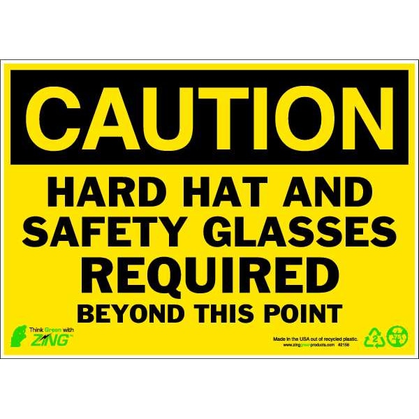 Zing Caution Sign, 10" Height, 14" Width, Aluminum, Rectangle, English 2156A