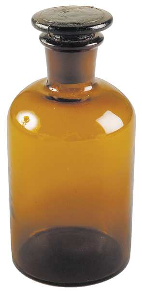 Lab Safety Supply Reagent Bottle, Amber, Narrow, 500 mL, PK6 5YHG6