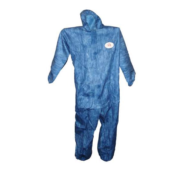 Viroguard Hooded Chemical Resistant Coveralls, 25 PK, Blue, Microporous Laminate, Zipper 2407-XL