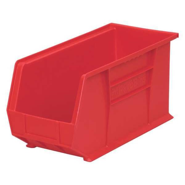 Akro-Mils Hang & Stack Storage Bin, Red, Plastic, 18 in L x 8 1/4 in W x 9 in H, 60 lb Load Capacity 30265RED