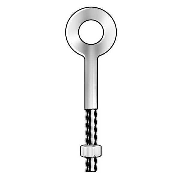 Zoro Select Machinery Eye Bolt Without Shoulder, 1/4"-20, 1-1/4 in Shank, 1/2 in ID, 316 Stainless Steel, Plain 11515 5