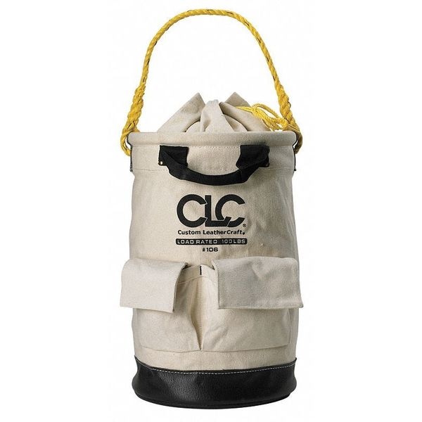 Clc Work Gear Utility Bucket, White, Canvas w/Leather Bottom, 3 Pockets ...