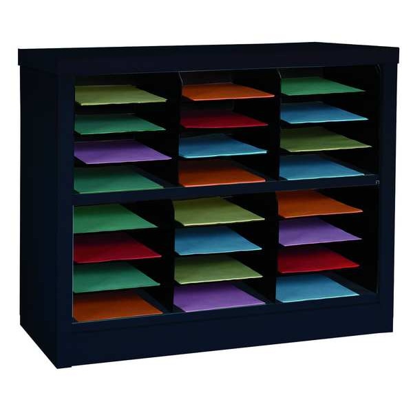 Zoro Select Horizontal Literature Organizer 24 Compartments, Black 5CRX9 Zoro