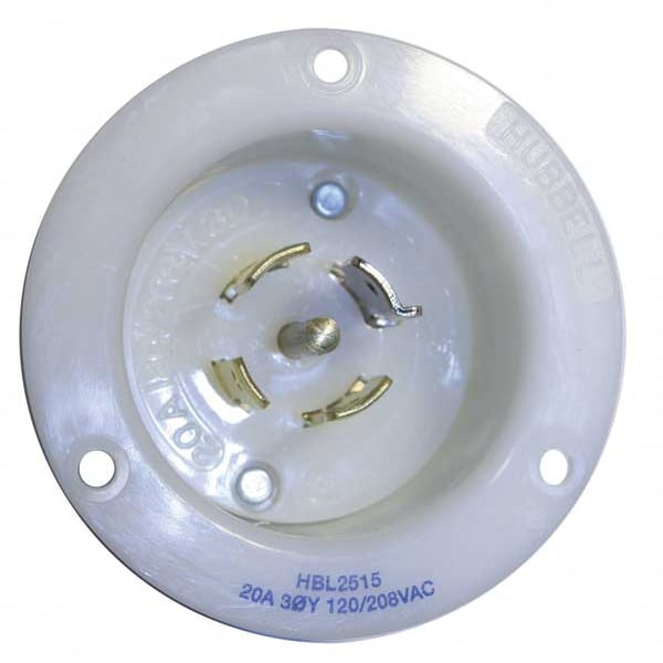 Hubbell 20A Flanged Twist-Lock Inlet 4P 5W 120/208VAC L21-20P WT HBL2515