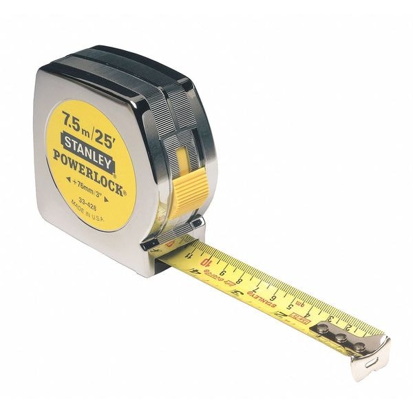 Stanley PowerLock 25 ft Tape Measure, 1 in Blade, True-Zero End