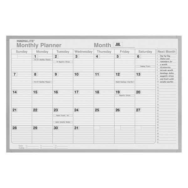 Magna Visual 36"x48" Monthly Planning Dry Erase Board Kit ML341 Zoro