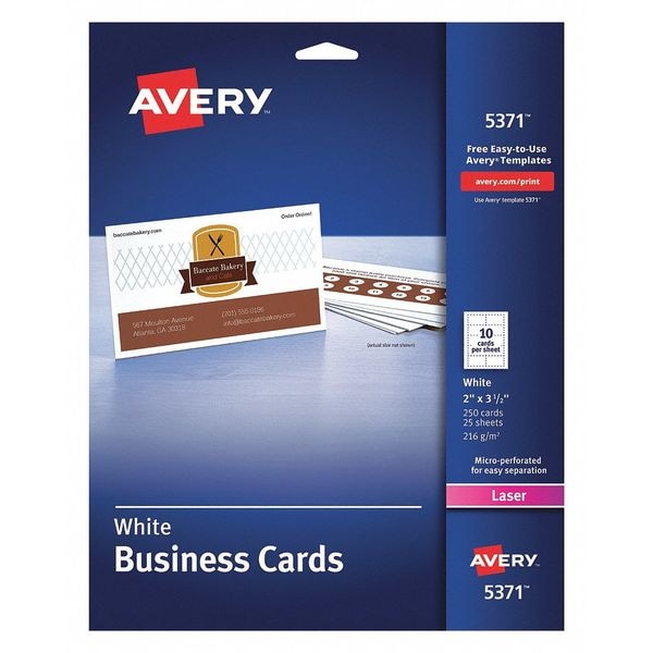 AVERY Business Cards,Laser,2x3.5,PK250 (5371) | Zoro for Avery Free Printable Business Cards