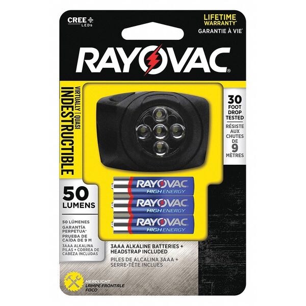 Rayovac Led Headlamp, w/ Cloth Straps DIYHL3AAABXTB Zoro
