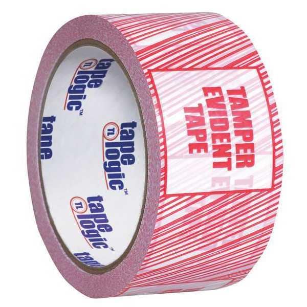 Tape Logic Tape Logic® Security Tape, "Tamper Evident", 2.5 Mil, 2" x 110 yds, Red/White, 6/Case