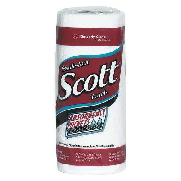 Scottex Perforated Roll Paper Towels, 1 Ply, 90 Sheets, White TTHT1S