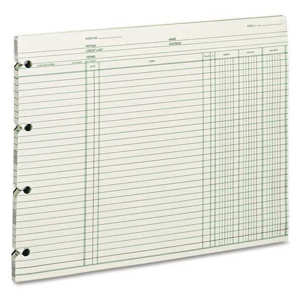 Wilson Jones WGN2DA 17 57 Ledger Sheets 9 25x11 88 Green PK100