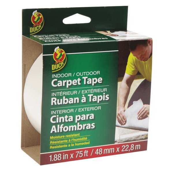 Duck Carpet Tape, 1.88" x 75 ft., 3" Core, White 442062 Zoro