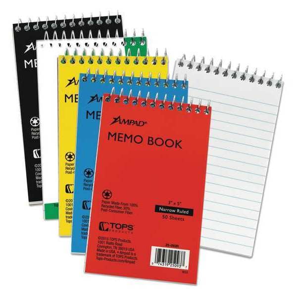 Ampad 3 x 5" Top Wired Memo Notebook 25093 Zoro