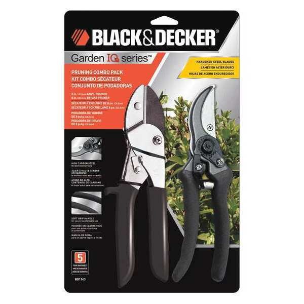 Black & Decker Pruner 2 pcs. Set 8", Bypass/Anvil, PK12 BD1143 Zoro