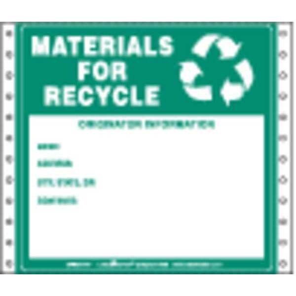 Labelmaster Materials for Recycle Label OrgPpr, Pk500 CFRECY77 Zoro
